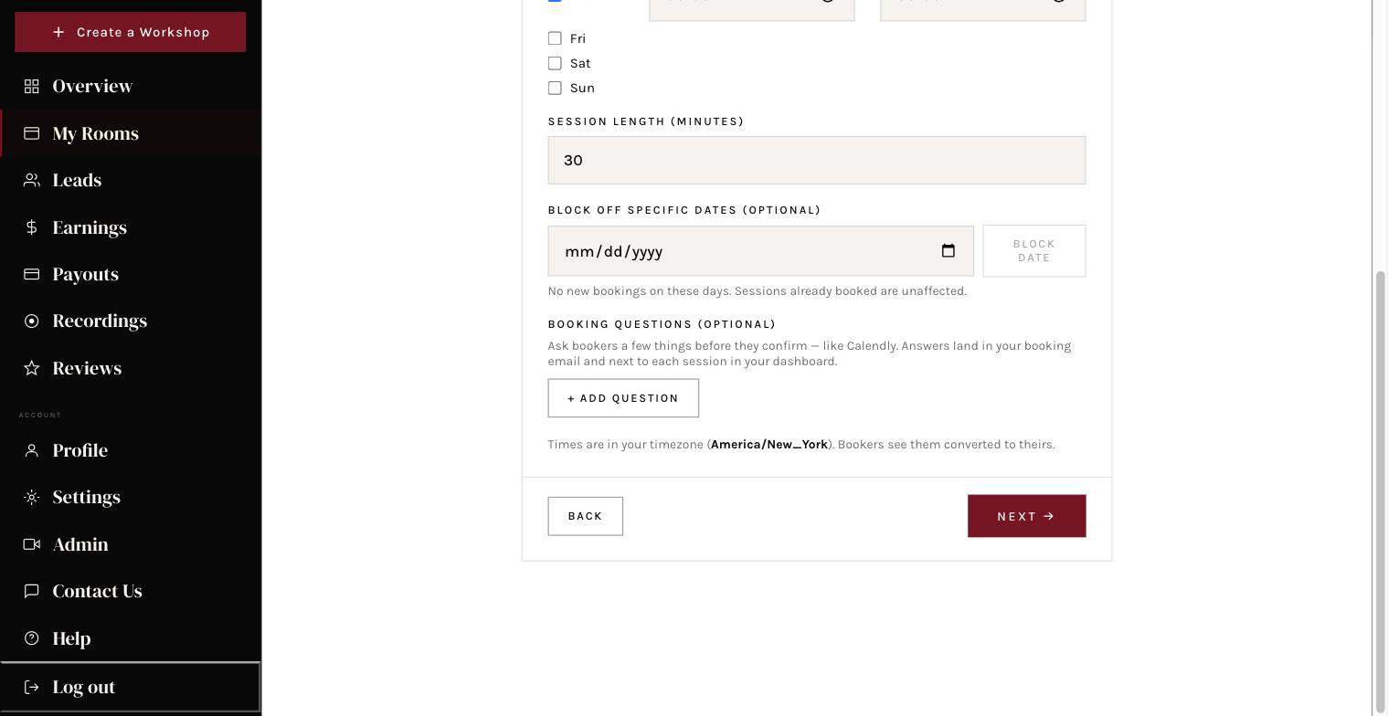 The intake questions section on the form