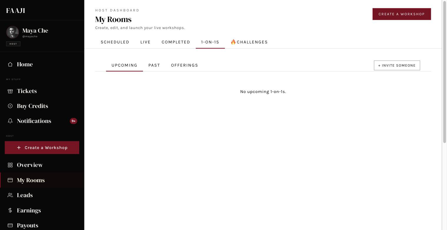 The invite link and instant call buttons on the 1-on-1 page